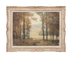 Untitled - Forest Landscape Pathway - 20th century by Frank Loven, oil on canvas, sold May 2025