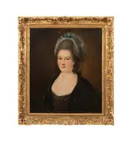 Portrait of Mrs. James Hingeston by Thomas Gainsborough, oil on canvas. Framed. Handwritten 1915 paper label to verso of frame, sold May 2025