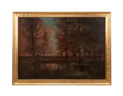 Untitled - Fall Landscape by Franklin DeHaven, oil on canvas, sold May 2025