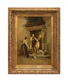 Untitled - Outdoor Town Scene by Théodore Gérard, oil on canvas, sold May 2025