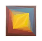 Untitled - Geometric Rainbow by Doris Marie Leeper, oil on canvas, sold Jun 2025