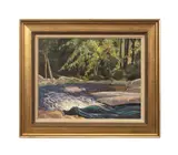 Buckslide Rapids by Joachim George Gauthier, oil on wood, sold Jun 2025