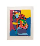 Untitled - Abstract Composition with Figures - 1973 by Karel Christiaan Appel, serigraph on paper, sold Jun 2025