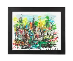 Untitled - Abstract Landscape by Steve Lyall Penley, acrylic and mixed media on paper, sold Jun 2025