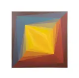 Untitled - Geometric Rainbow by Doris Marie Leeper, oil on canvas, sold Jun 2025