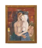 Untitled - Couple - 1957 by Birger Ljungquist, watercolor and gouache on paper, sold Jun 2025
