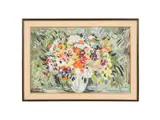 Untitled - Modern Impressionist Style Floral Still Life - 1970s by Milia Laufer, oil on canvas, sold Jun 2025