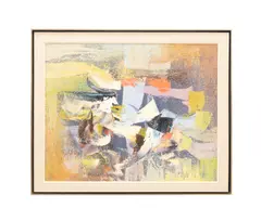 Jeux de Rubans" - 1976 by Léon Bellefleur, oil on canvas, sold Jun 2025