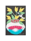 born 1972). Untitled - Still Life with Yellow Flowers and Bird - 2024 by Michael Banks, acrylic and mixed media cut out on board, sold Jun 2025