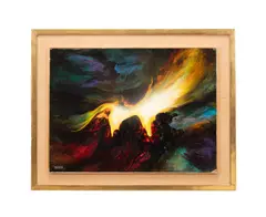 Volcanic Fury" (Furia Volcanica) by Leonardo M. Nierman, acrylic on masonite, sold Jun 2025