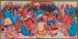 painting "Haitian Market by Petion Savain, oil on canvas, sold May 2022