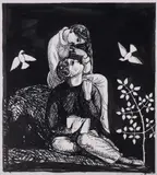 drawing of young couple by Rockwell Kent, ink and wash on paper, sold Jun 2022