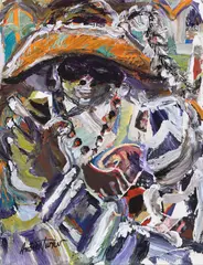 painting by Andrew Turner, oil on paper, sold Aug 2022