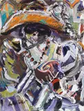 painting by Andrew Turner, oil on paper, sold Aug 2022