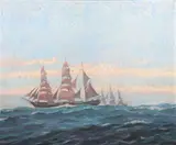 Marine Painting "Clipper by Clifford Ashley, oil on canvas, sold Sep 2022