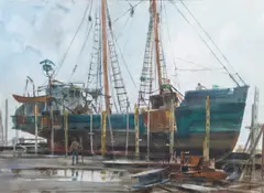 Untitled by Betty Schlemm, Watercolor "Gloucester Harbor", sold Sep 2022
