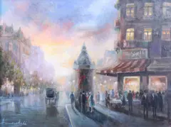 Painting "Orange Mist by Americo Makk, oil on canvas, sold Dec 2022