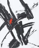 Abstract Expressionist Painting by Dennis Sakelson, oil on board, sold Feb 2023