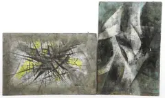 (2) Abstract Paintings by Peter Davies, oil on masonite, sold Feb 2023