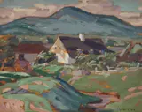 Farm House East of Ste. Famille, île d'Orléans by A. Y. Jackson, oil on board, sold Jun 2022