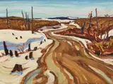 Road to Madsen Mines by A. Y. Jackson, double-sided oil on board, sold Jun 2022