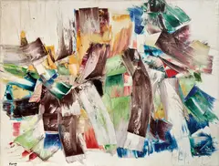 Sans titre (1960) by Marcelle Ferron, oil on canvas, sold Dec 2022
