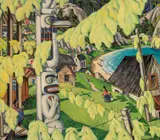 Drying Herring Roe (1938) by Jock Macdonald, oil on canvas, sold Dec 2022