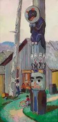 The Totem of the Bear and the Moon (1912) by Emily Carr, oil on canvas, sold Dec 2022