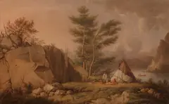 Ojibwa Camp in the Spider Islands by Paul Kane, oil on canvas, sold Dec 2022