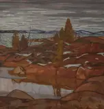 Tadenac, November by A. Y. Jackson, oil on canvas, sold Dec 2022