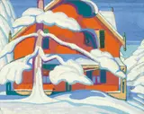 Red House, Barrie, 1924 by Lawren Harris, gouache, sold Jun 2023