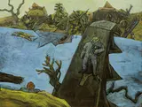 Man on the Bridge by Ivan Eyre, oil on canvas, sold Jun 2023