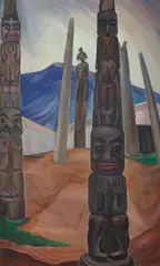 Kitwancool, circa 1928 by Emily Carr, oil on canvas, sold Jun 2023