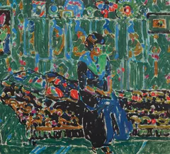 The Black Couch, 1914 by David Brown Milne, oil on canvas, sold Jun 2023