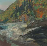 Montreal River, Algoma, 1919 by Frank Hans Johnston, gouache on paper, sold Jun 2023