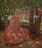 In the Orchard, circa 1895-1897 by Mary Alexandra Bell Eastlake, oil on canvas, sold Jun 2023