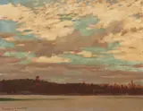 Untitled - Shoreline Landscape (1923) by Frank Hans Johnston, oil on board, sold Dec 2023