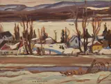 Lac Millette, Quebec (Winter Landscape) by A. Y. Jackson, oil on board, sold Dec 2023