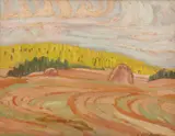Near the Banks of the South Saskatchewan River, Alberta by A. Y. Jackson, oil on board, sold Dec 2023