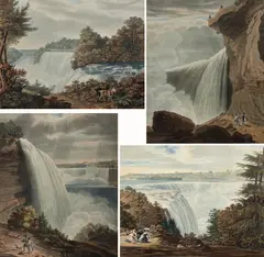 Views of Niagara Falls by William James Bennett, four handcoloured aquatints, sold Dec 2023