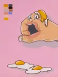 Untitled Eggs Painting by Steve Seeley, Acrylic on paper. Professionally framed with measurements of 16x13'', sold Jun 2022