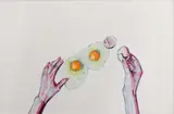 Mixed (Eggs) Painting by Alyssa Putnam, Oil on paper. Professionally framed with overall measurements of 10x14'', sold Jun 2022