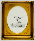 Fence Jump (Banana) Drawing by Travis Millard, Ink and graphite on paper. Measures 9x7.5'' sight, sold Jun 2022