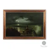 Dramatic Painting Niagara Falls at Nighttime by R. Vening, Oil on canvas., sold Oct 2023