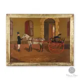 English-Inspired Painting of a Horse and Carriage by Alfred Partridge, Oil on canvas., sold Oct 2023