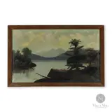Painting Depicting a Peaceful Cove/Chief Beaver Attribution by Chief James Beaver, Oil on canvas., sold Oct 2023