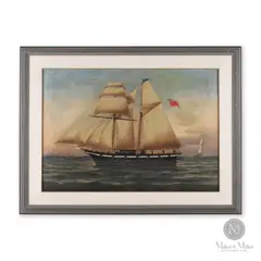 Painting of a Brigantine by Frederick Leo Hunter by Frederick Leo Hunter, Oil on canvas., sold Oct 2023