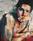 Portrait of a Boy with Crossed Arms by Danielle Hewlett, acrylic, sold May 2022