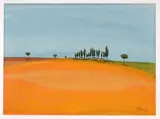 Landscape with Wheatfield and Distant Houses by Pieter van der Westhuizen, pastel on paper, sold May 2022