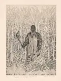 Portrait In a Sugar Plantation by Helena Hugo, etching, sold Jul 2022